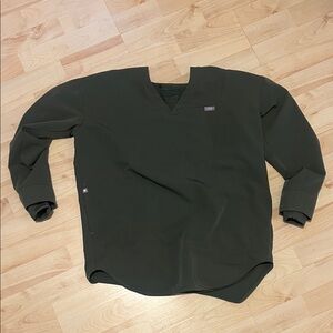 Figs Olive Green V-Neck Scrub Top long sleeve